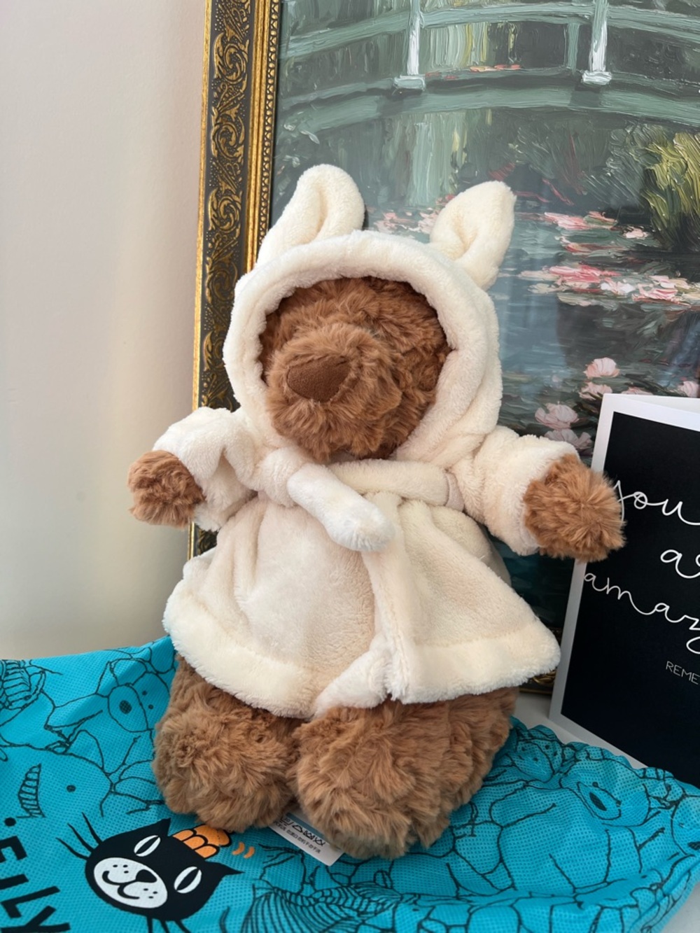 Jellycat Bartholomew Brown Bear in Cream Hooded Coat